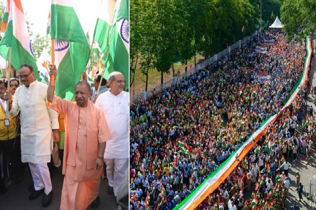 UP News: मुख्यमंत्री योगी आदित्यनाथ ने भारत शौर्य तिरंगा यात्रा का किया शुभारंभ, तिरंगा लेकर यात्रा का किया नेतृत्व।