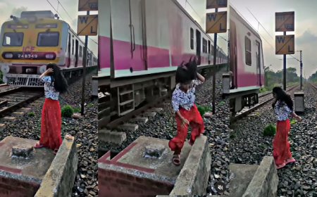 Viral News: रील के चक्कर में जान जोखिम में- ट्रेन के सामने रेलवे ट्रैक पर खड़ी लड़की का वायरल वीडियो। 