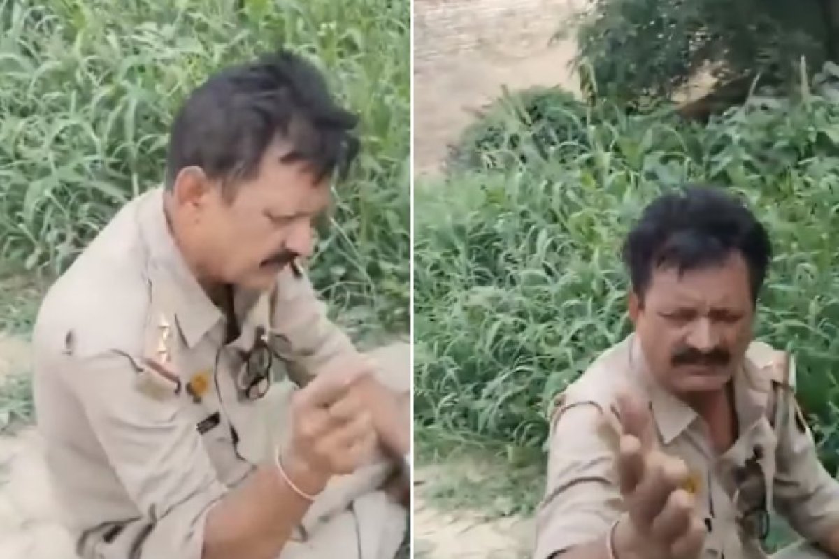 फतेहपुर में नशे में धुत दरोगा रघुनाथ सिंह का वीडियो वायरल, डीआईजी को दी धमकी, एसपी ने किया निलंबित।