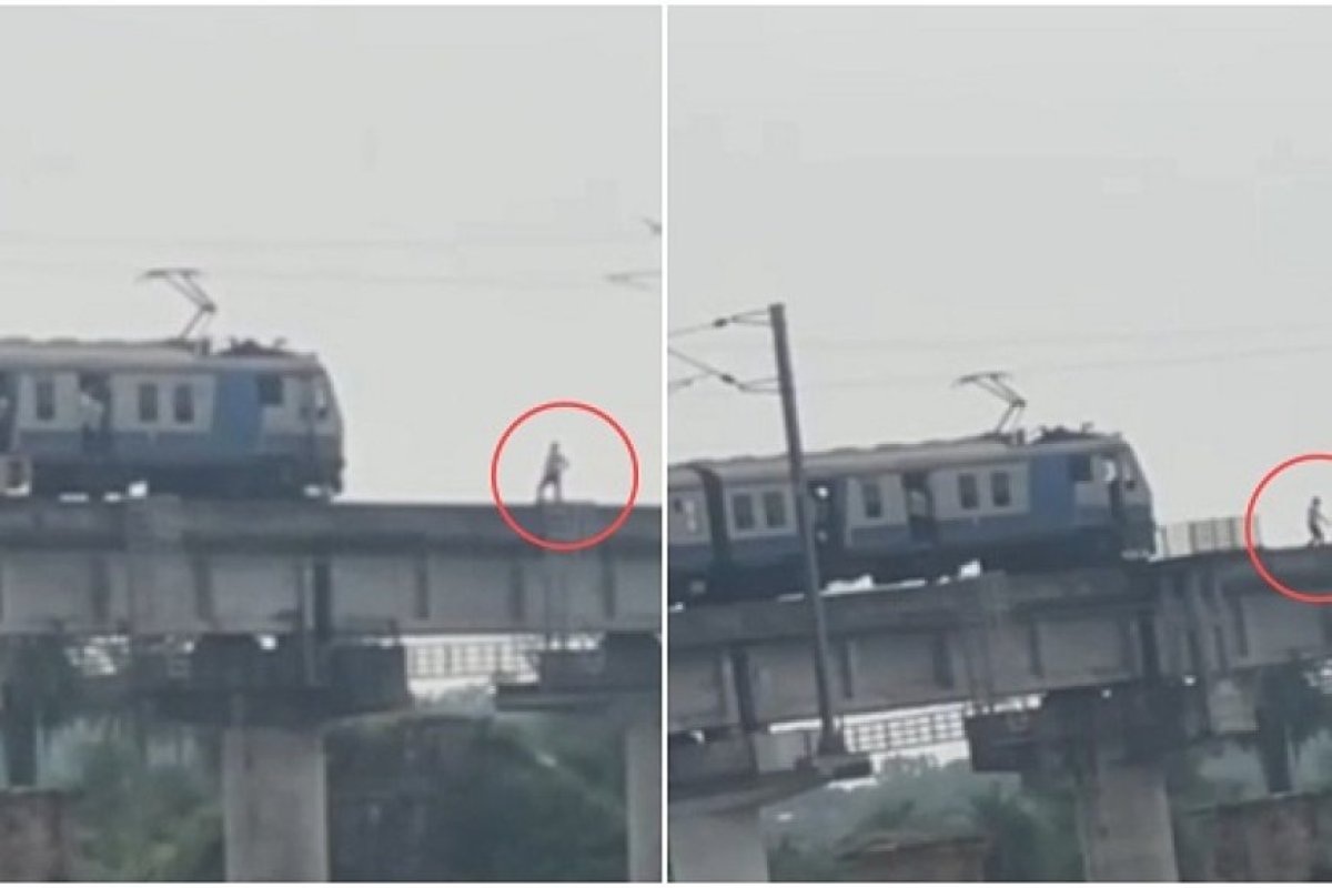 नशे में धुत युवक ने रेलवे पुल पर मचाया हंगामा, वारासिवनी जा रही ट्रेन 15 मिनट रुकी, बालाघाट में वायरल वीडियो ने मचाई सनसनी।