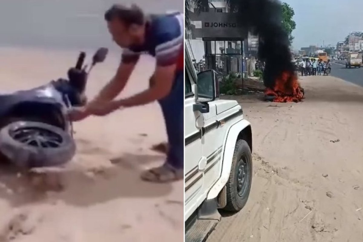 Gujarat: खराब स्कूटर से तंग आकर ग्राहक ने शोरूम के सामने लगाई आग, कंपनी पर लापरवाही का आरोप।