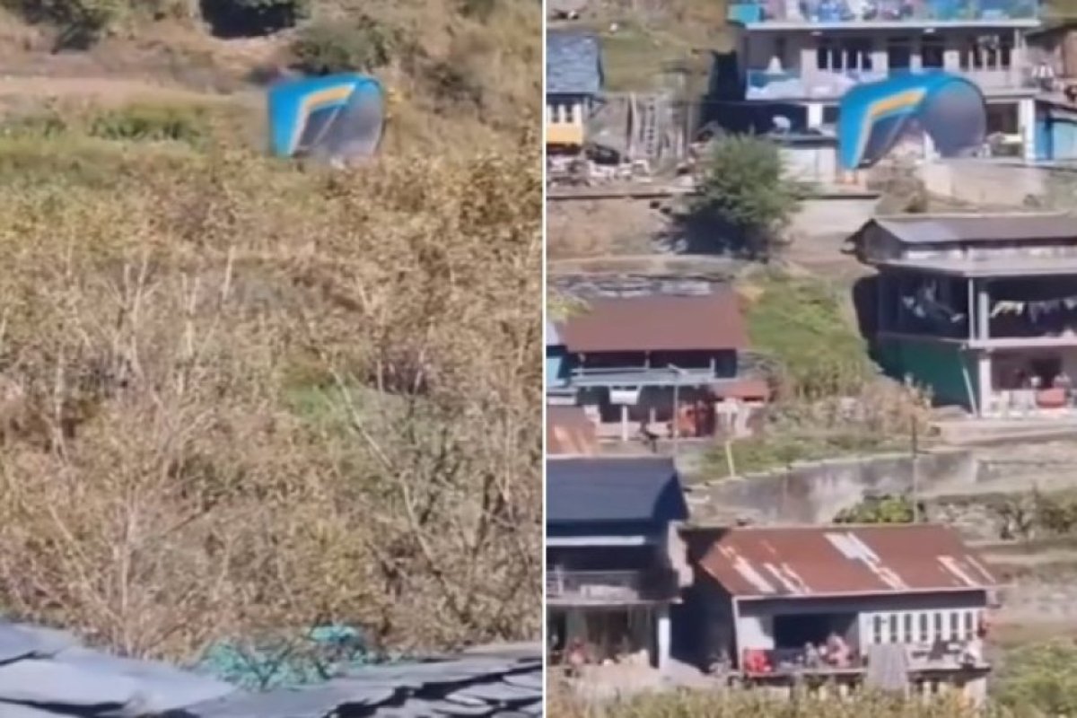 हिमाचल प्रदेश के मंडी जिले के बारोट में पैराग्लाइडर की इमरजेंसी लैंडिंग, पायलट बाल-बाल बचा। 