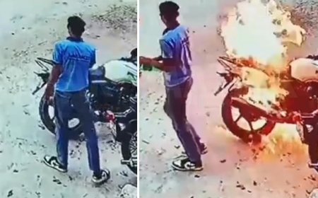 रेवाड़ी में दिनदहाड़े बाइक आगजनी और फिरौती की धमकी: बदमाशों ने ट्रेलर दिखाया, पुलिस जांच में जुटी।