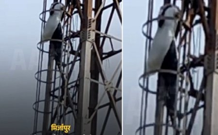 मिर्जापुर के डीह गांव में दीवाली सफाई की डांट से नाराज किशोरी मोबाइल टावर पर चढ़ी, पुलिस ने समझा कर उतारा।