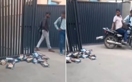 सोनीपत: दिवाली पर सोन पापड़ी को तोहफे में पाकर फैक्ट्री कर्मचारियों का गुस्सा फूटा, गेट पर फेंके डब्बे।