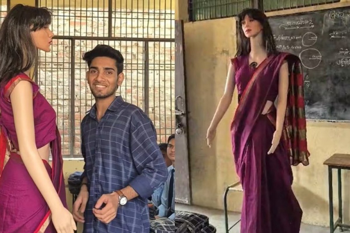 बुलंदशहर के 17 वर्षीय छात्र आदित्य कुमार ने मात्र 25 हजार में बनाया AI रोबोट 'सोफी टीचर': स्कूल में बच्चों की नई सहायक।
