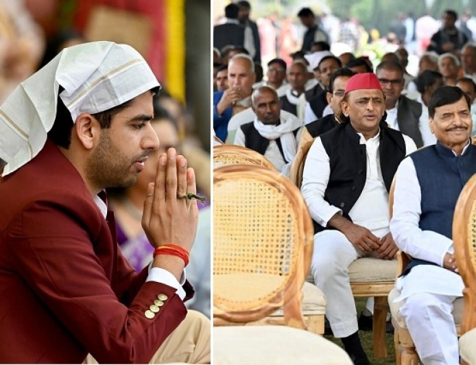 सैफई में चचेरे भाई आर्यन यादव की हल्दी में पहुंचे अखिलेश-डिंपल, यादव परिवार की एकजुटता का नजारा; 25 नवंबर को सुप्रीम कोर्ट वकील सेरिंग संग बंधेंगे शादी के बंधन में। 