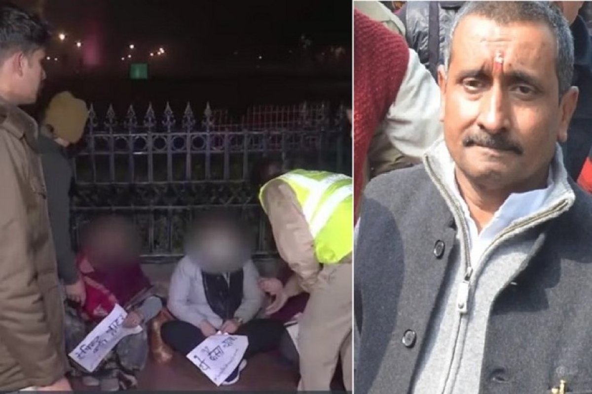 दिल्ली हाईकोर्ट से उन्नाव रेप केस में कुलदीप सिंह सेंगर को मिली जमानत, सजा पर रोक लगाई, इंडिया गेट पर पीड़िता और परिवार का विरोध प्रदर्शन, दिल्ली पुलिस ने हटाया।