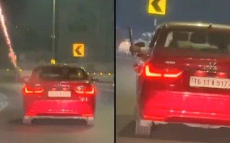 हैदराबाद में PVNR एक्सप्रेसवे पर खतरनाक हरकत- कार में बैठे युवकों ने की आतिशबाजी, वीडियो हुआ वायरल