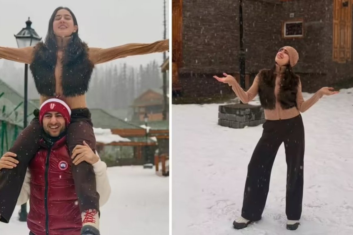 सारा और इब्राहिम ने बर्फीली वादियों में जमकर की मस्ती, शेयर की खूबसूरत तस्वीरें