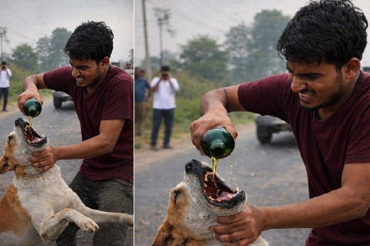 बागपत में क्रूरता की हदें पार: युवक ने स्ट्रीट डॉग के मुंह में जबरन डाली शराब, वीडियो वायरल होने पर पुलिस जांच में जुटी। 