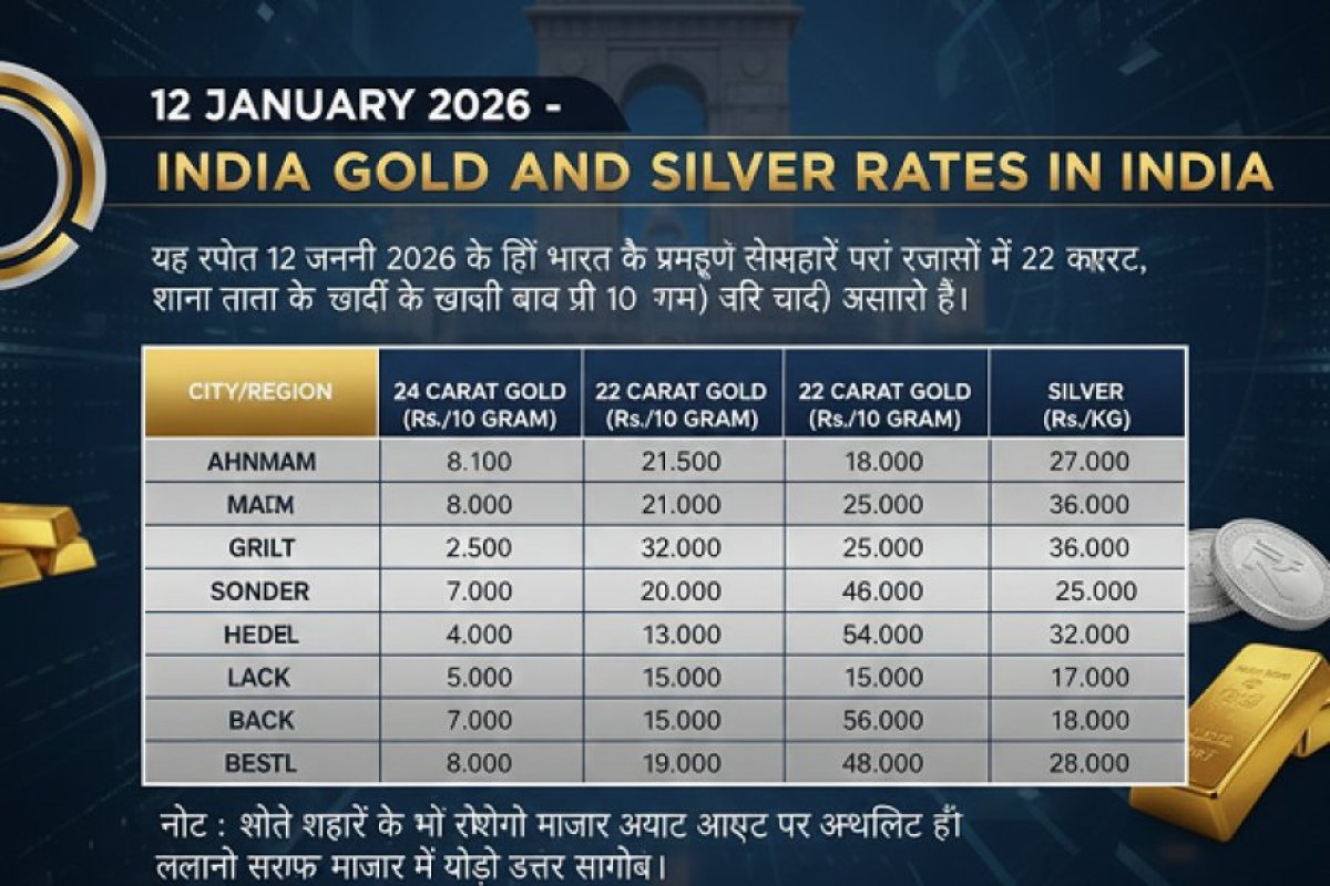 Today Gold Price: 12 जनवरी 2026- भारत में सोने और चांदी के भाव।