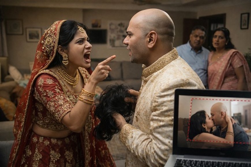 ग्रेटर नोएडा में वैवाहिक धोखे का अनोखा मामला: हेयर पैच से गंजापन छिपाकर की शादी, पोल खुलने पर ब्लैकमेलिंग और मारपीट के आरोप। 