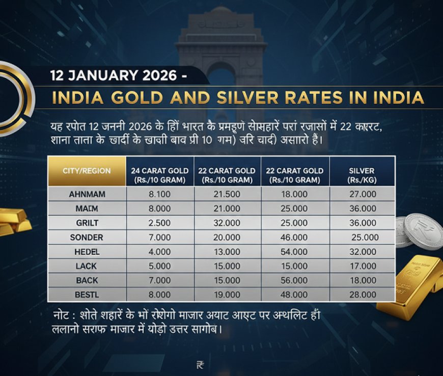 Today Gold Price: 12 जनवरी 2026- भारत में सोने और चांदी के भाव।