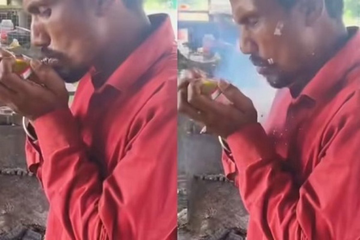 युवक ने मुंह में पटाखा रखकर जलाया, पहली बार चूक गई लेकिन दूसरी बार धमाका हुआ।