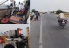 आंध्र प्रदेश के कुरनूल में भीषण सड़क हादसा: तीर्थयात्रियों के वाहन और लॉरी में जोरदार भिड़ंत, 8 लोगों की दर्दनाक मौत।