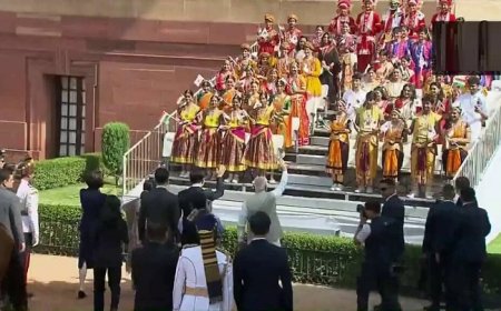 भारत-दक्षिण कोरिया संबंधों में नए युग का सूत्रपात: राष्ट्रपति भवन के प्रांगण में राष्ट्रपति ली जे म्युंग का भव्य औपचारिक स्वागत।