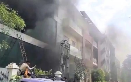 गुरुग्राम के बसई रोड स्थित पैकेजिंग फैक्ट्री में भीषण अग्निकांड: दमकल की आधा दर्जन गाड़ियों ने घंटों की मशक्कत के बाद पाया काबू।