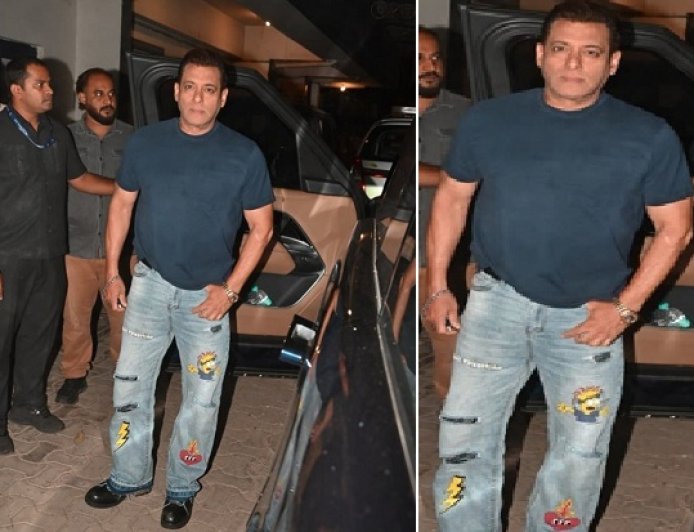 सलमान खान का नया स्वैग: 'द सिम्पसंस' स्टाइल कार्टून जींस में नजर आए भाईजान, फंकी लुक ने सोशल मीडिया पर मचाया तहलका।