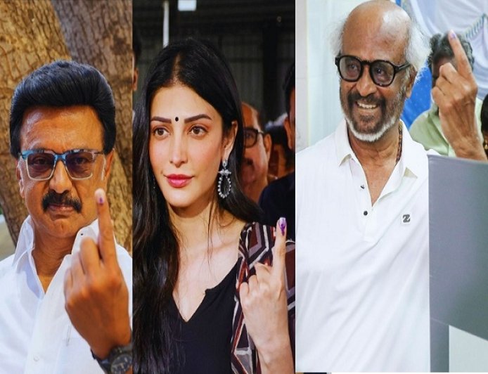 चेन्नई से कोलकाता तक वोटिंग की धूम: कमल हासन, रजनीकांत और ममता बनर्जी सहित दिग्गजों ने किया मतदान।