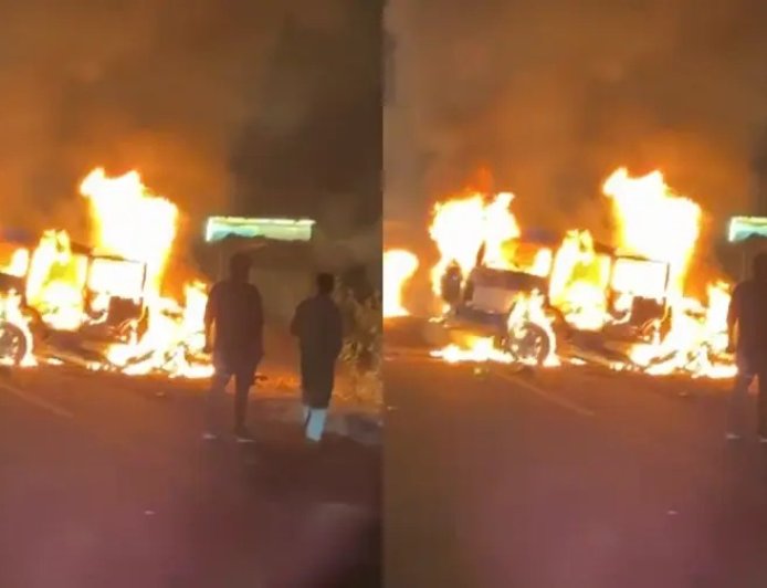 चूरू में भीषण सड़क हादसा: डंपर से टकराकर धू-धू कर जली SUV, 3 लोगों की जिंदा जलने से दर्दनाक मौत।