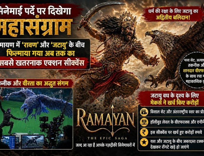 सिनेमाई पर्दे पर दिखेगा महासंग्राम: रामायण में 'रावण' और 'जटायु' के बीच फिल्माया गया अब तक का सबसे खतरनाक एक्शन सीक्वेंस।