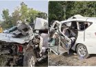 बाराबंकी के हैदरगढ़ में देर रात भीषण सड़क दुर्घटना: सुल्तानपुर-लखनऊ राजमार्ग पर ट्रेलर से टकराई तेज रफ्तार इनोवा कार, चार श्रद्धालुओं की मौत।