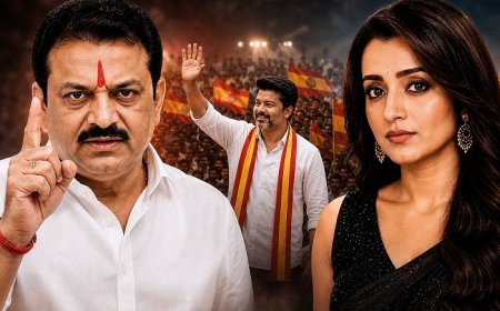 विजय की जीत के बीच तृषा को क्यों घसीटा? निर्माता बंदला गणेश के ट्वीट ने पैदा किया नया राजनीतिक विवाद।