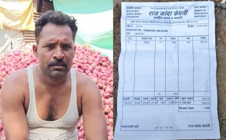 खेती का अभिशाप- 1262 किलो प्याज बेचने के बाद किसान की जेब में आए शून्य रुपये, उल्टा देना पड़ा एक रुपया