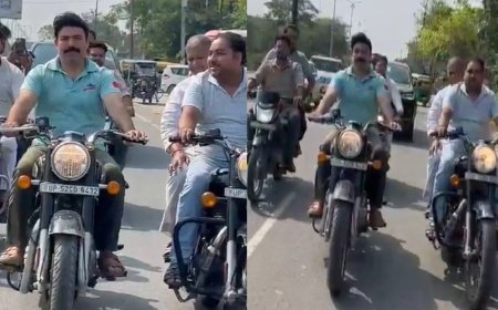 भाजपा विधायक ने पुलिस से कहा- अब काटो मेरा चालान, बिना हेलमेट बुलेट चलाते हुए वीडियो सोशल मीडिया पर वायरल।
