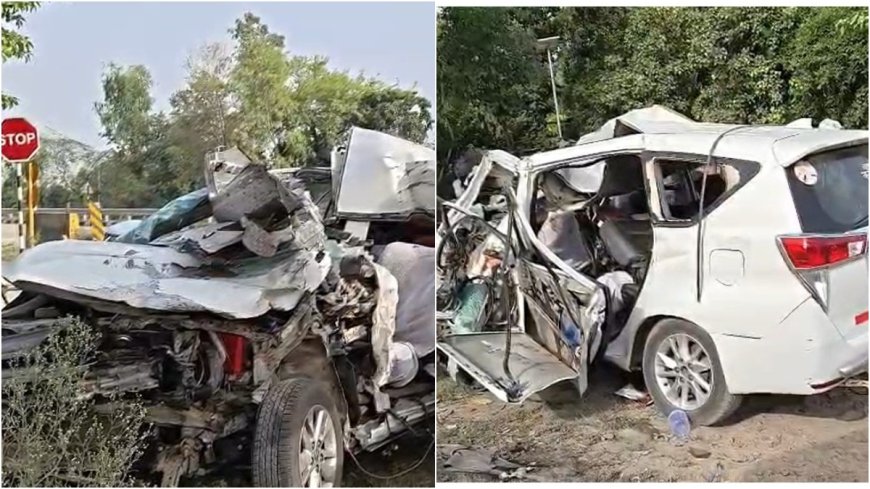 बाराबंकी के हैदरगढ़ में देर रात भीषण सड़क दुर्घटना: सुल्तानपुर-लखनऊ राजमार्ग पर ट्रेलर से टकराई तेज रफ्तार इनोवा कार, चार श्रद्धालुओं की मौत।