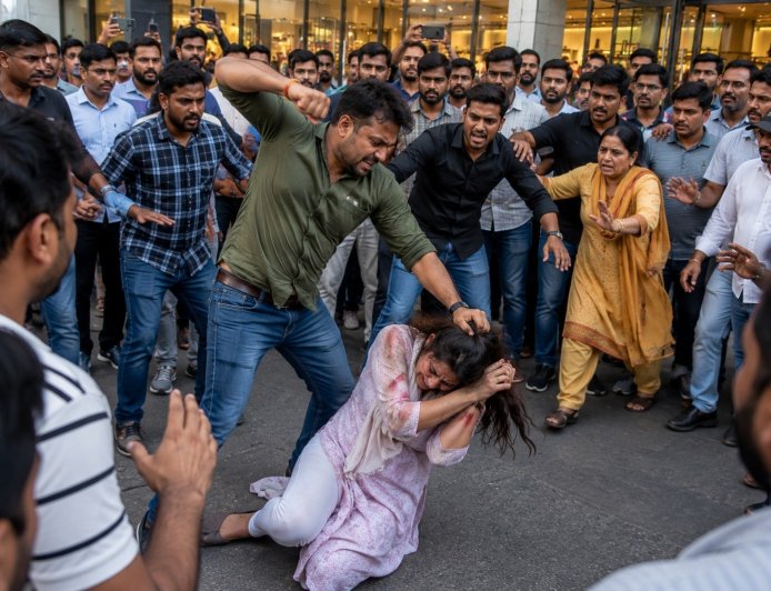 दिल्ली से पीछा करते हुए पहुंचे पति ने प्रेमी के साथ मॉल में घूम रही पत्नी को रंगे हाथों पकड़ा, जमकर हुआ हंगामा