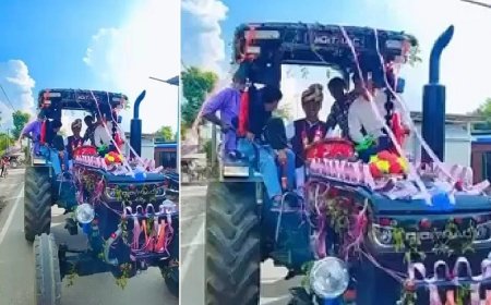 Katihar Unique Groom Tractor Baraat: कटिहार में दूल्हे ने घोड़ी छोड़ खुद चलाया ट्रैक्टर, पीछे चला दो दर्जन ट्रैक्टरों का काफिला