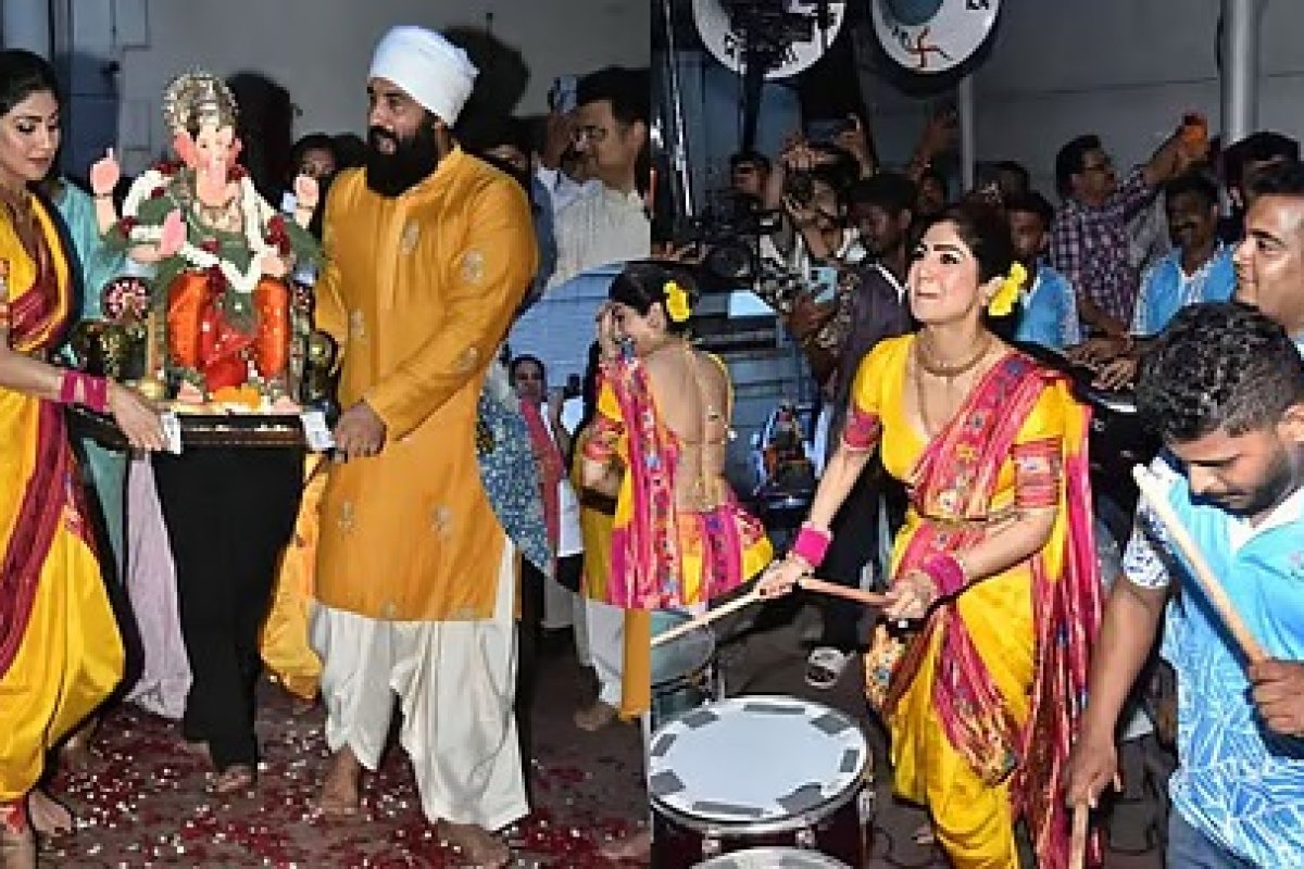Shilpa Shetty Ganpati Visarjan: ढोल-ताशों की थाप पर जमकर थिरकीं शिल्पा शेट्टी, पूरे परिवार के साथ बप्पा को दी भावभीनी विदाई