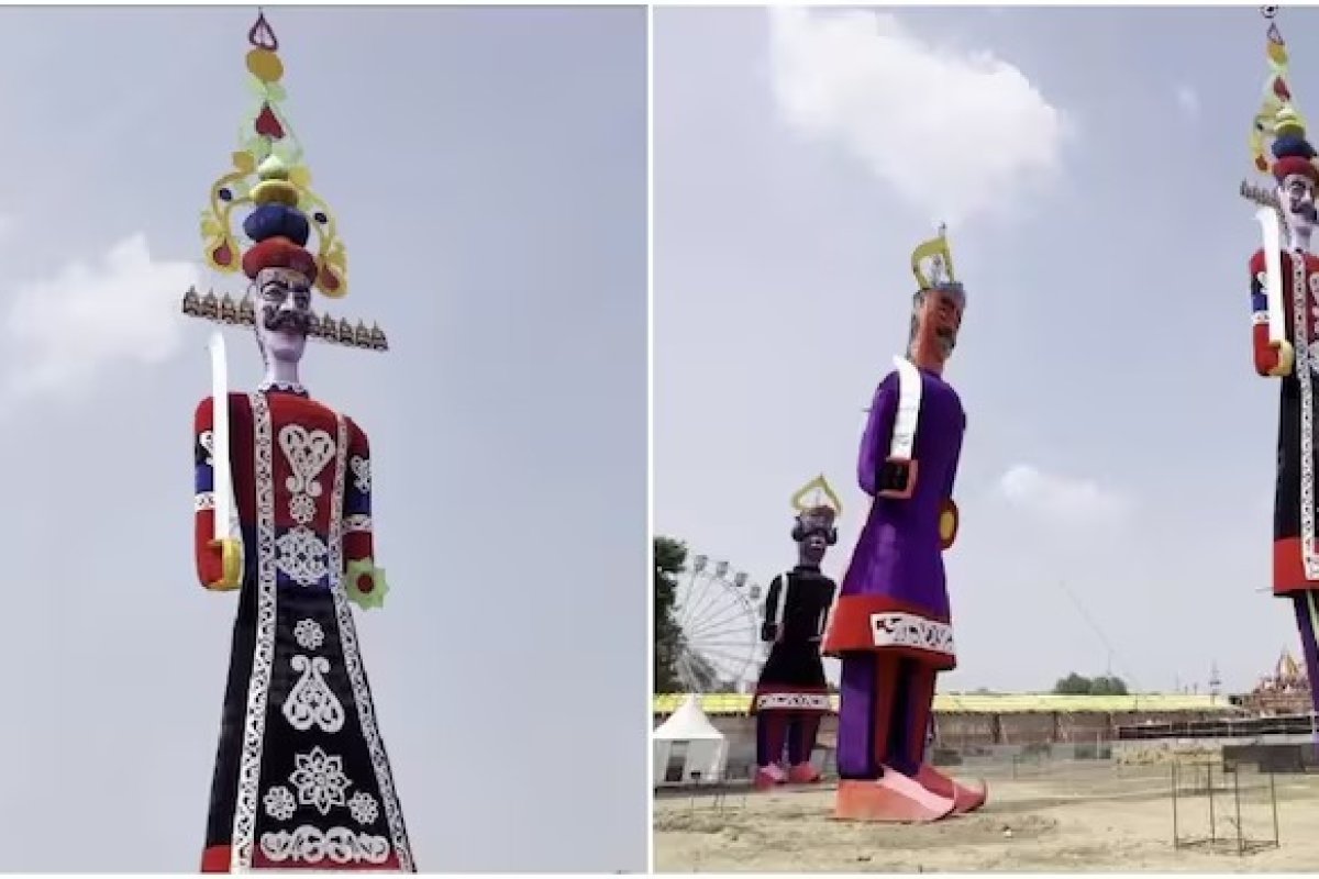 दशहरा 2026: दिल्ली के द्वारका में खड़ा हुआ 221 फीट का विशालकाय रावण, 40 लाख की लागत और 120 कारीगरों की मेहनत से हुआ तैयार