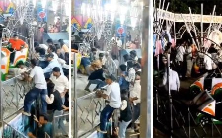 Katihar Fair Accident - बड़ी दुर्गा स्थान में ब्रेक डांस झूले से गिरे लोग, डरावना वीडियो वायरल होने के बाद हंगामा