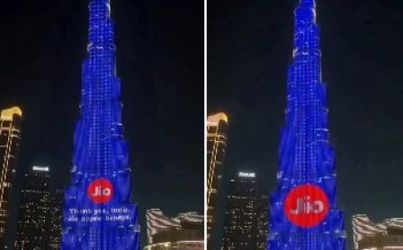 Jio Platforms Listing - बुर्ज खलीफा पर चमका जियो का लोगो, ऐतिहासिक लिस्टिंग पर लिखा 'थैंक यू इंडिया'