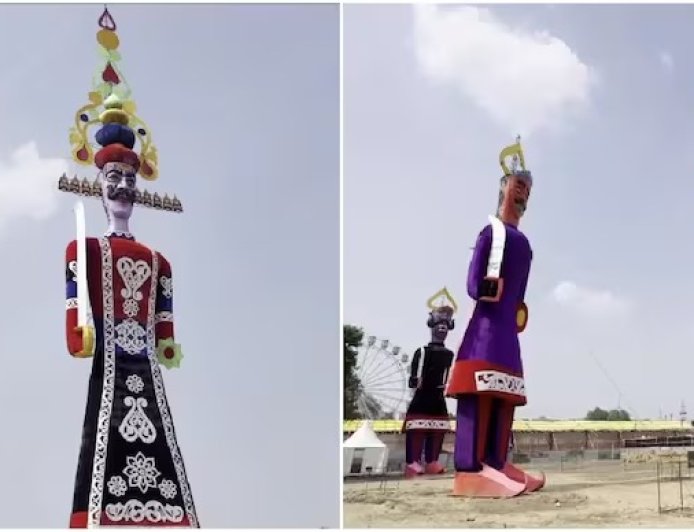दशहरा 2026: दिल्ली के द्वारका में खड़ा हुआ 221 फीट का विशालकाय रावण, 40 लाख की लागत और 120 कारीगरों की मेहनत से हुआ तैयार
